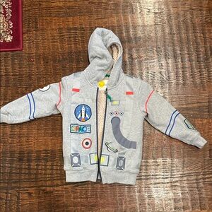 Mini Boden Gray Space-Themed Kids Hoodie